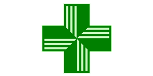 Logo SERELYS SÉCURITÉ Vendée : croix verte stylisée avec motif de lignes horizontales et verticales entrecroisées, symbolisant la protection et la surveillance professionnelle